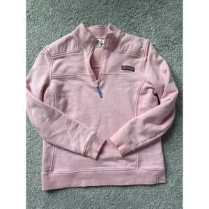 Vineyard Vines Women Pink Cotton Quarter‎ Zip Pullover Sweatshirt Size S